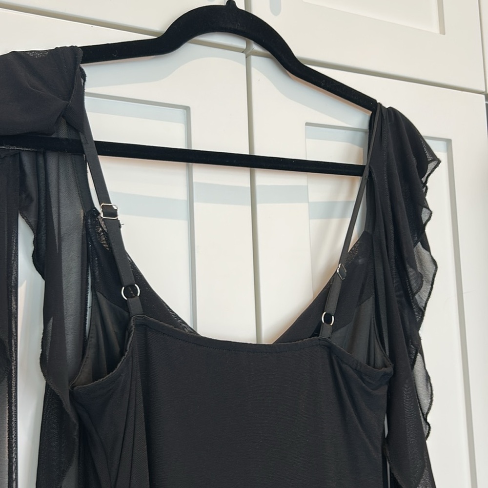 Pretty Garden Black Ruffle Bodycon Maxi Cocktail Sleeveless Dress Size S NWT - Picture 9 of 16